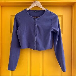Zara Deep Purple Button-Up Cardigan